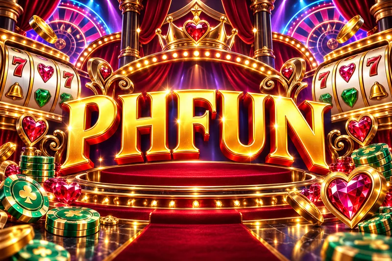 phfun brand artwork in a gold and jewel casino scene — original concept illustration